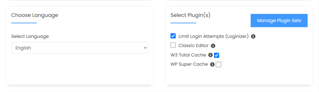 Select language and plugins for your WordPress site from cPanel