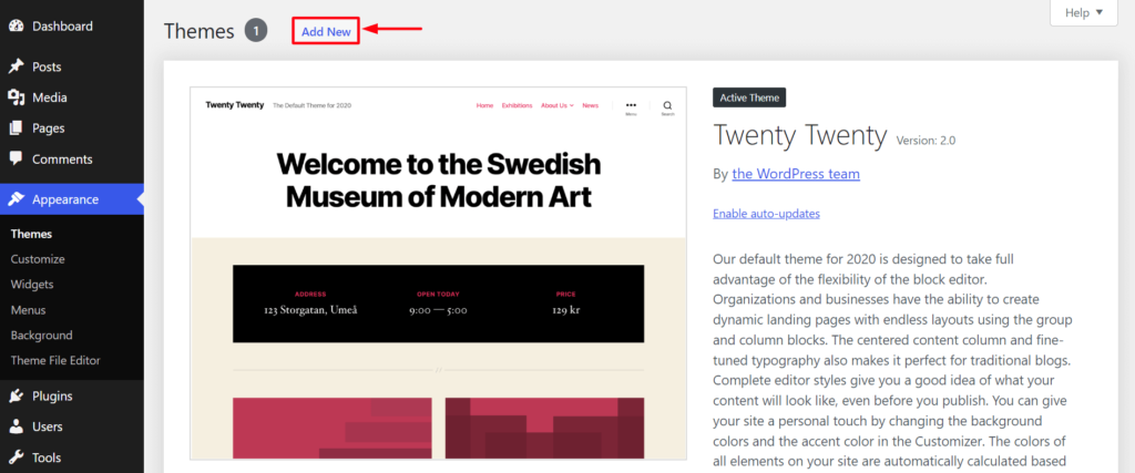 How to add new theme on WordPress