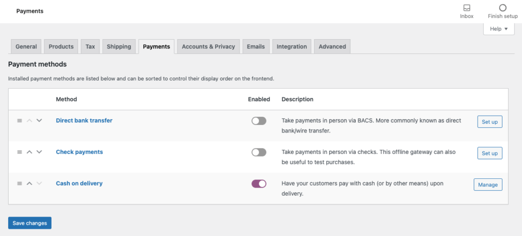 payment methods