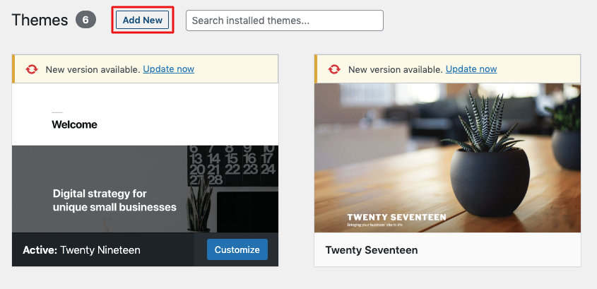 Add new theme on your WordPress site