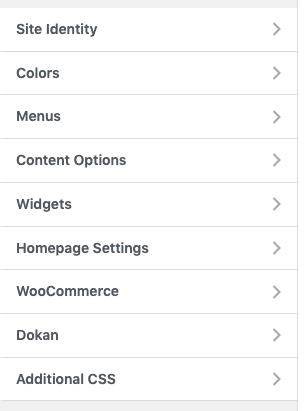 A screenshot on customization options for your wordpress theme