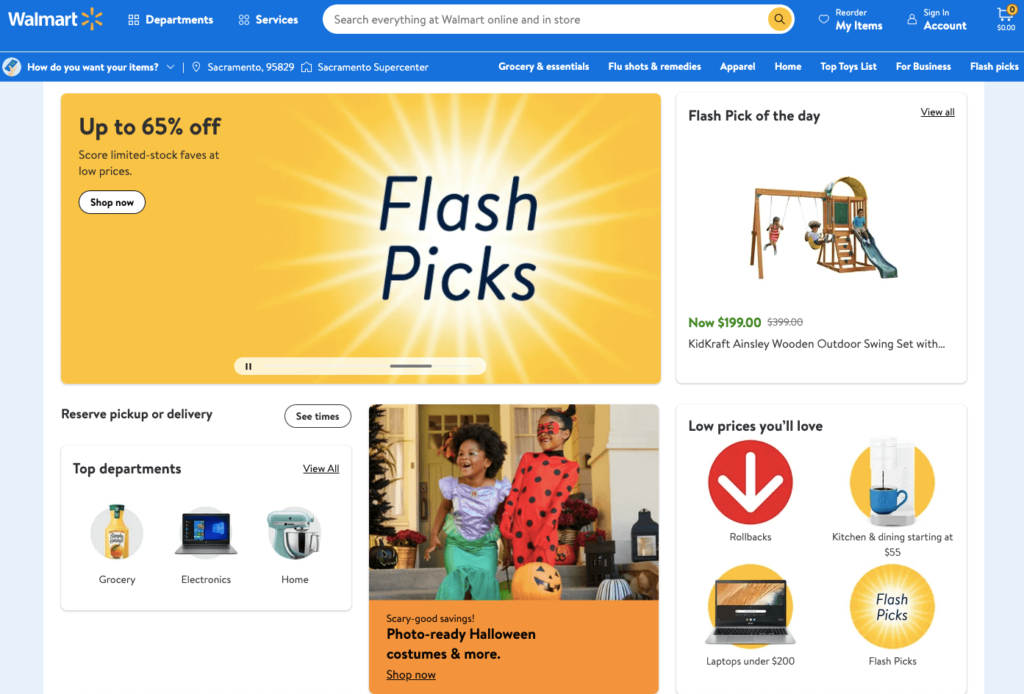 Homepage of an eCommerce website 