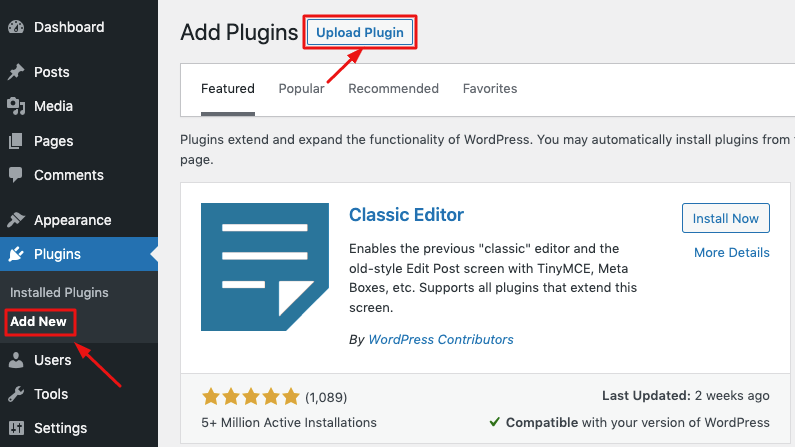 Add new plugin to your WordPress site