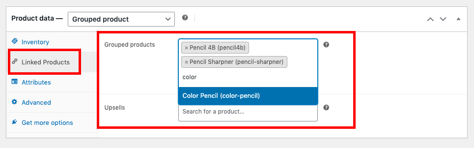 This image shows how to add multiple products as grouped products in WooCommerce website.